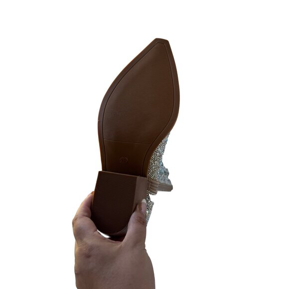 New without Box Western Silver  Sparkle Rhinestone Wide Calf Cowboy Boots - Picture 12 of 15